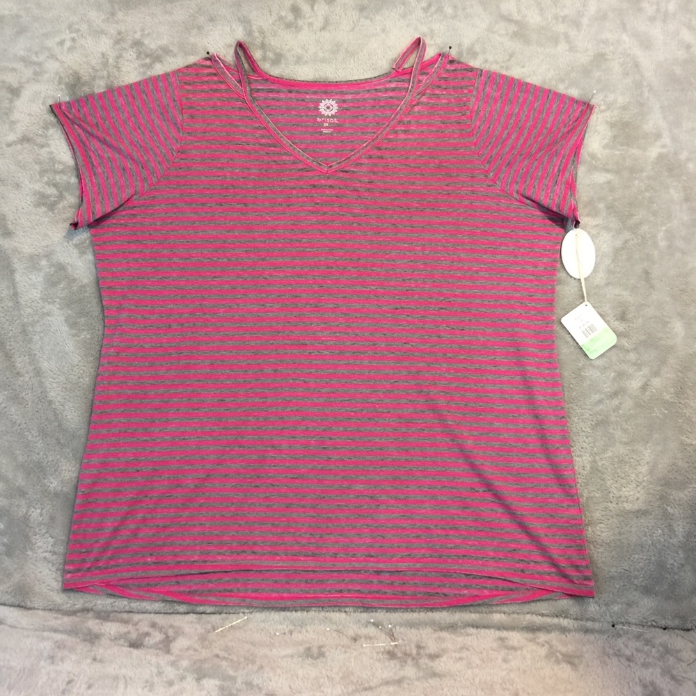 NWT Pink & Gray Striped Tee